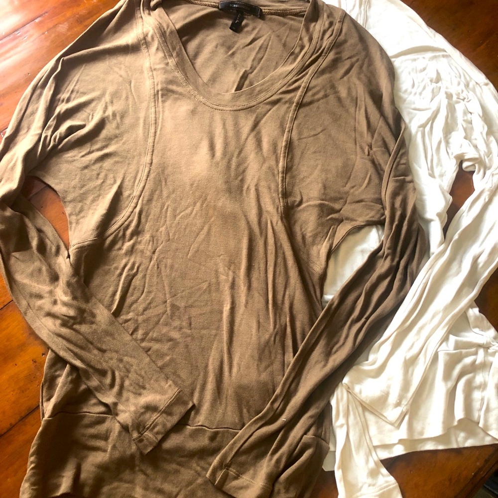 BCBGMAXAZARIA LS U shaped NECKLINE TISSUE JERSEY TUNIC TOPS XS